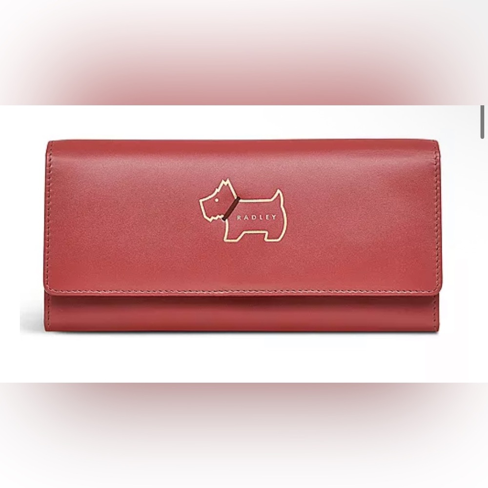 NWT Radley London Heritage Dog Outline Large Flapover Wallet - Red